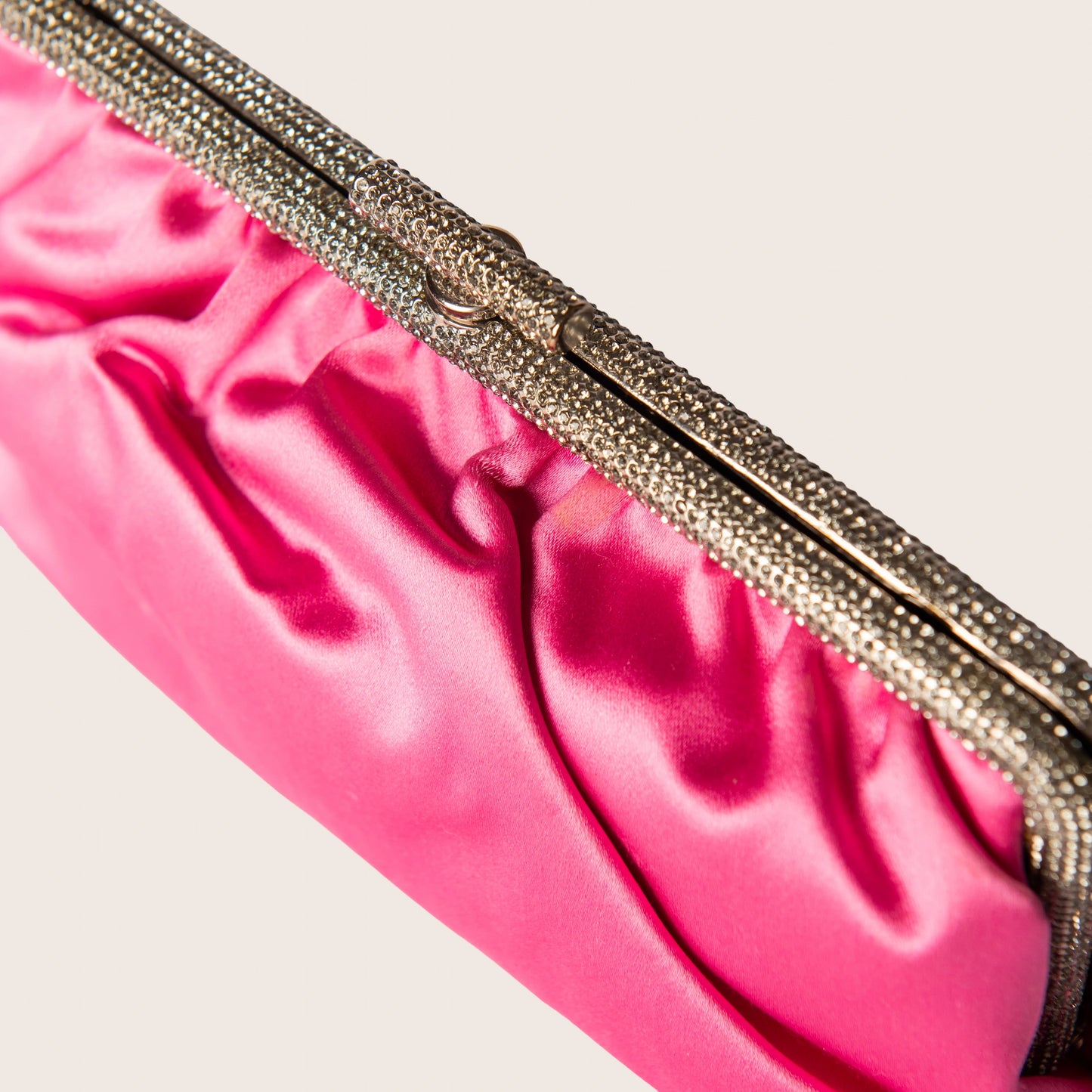 Valentino Pink Satin Floral-Crystal Embellished Clutch