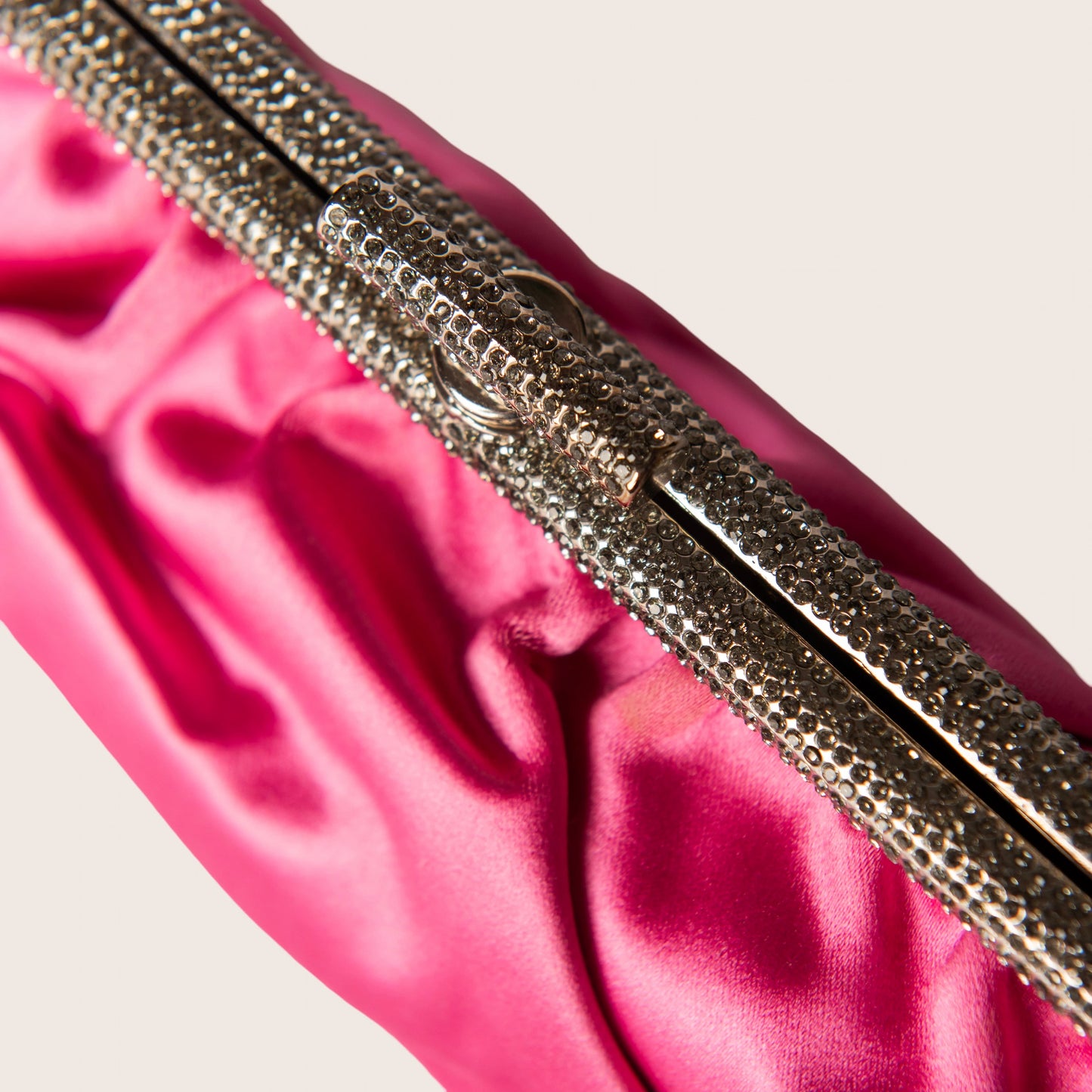 Valentino Pink Satin Floral-Crystal Embellished Clutch