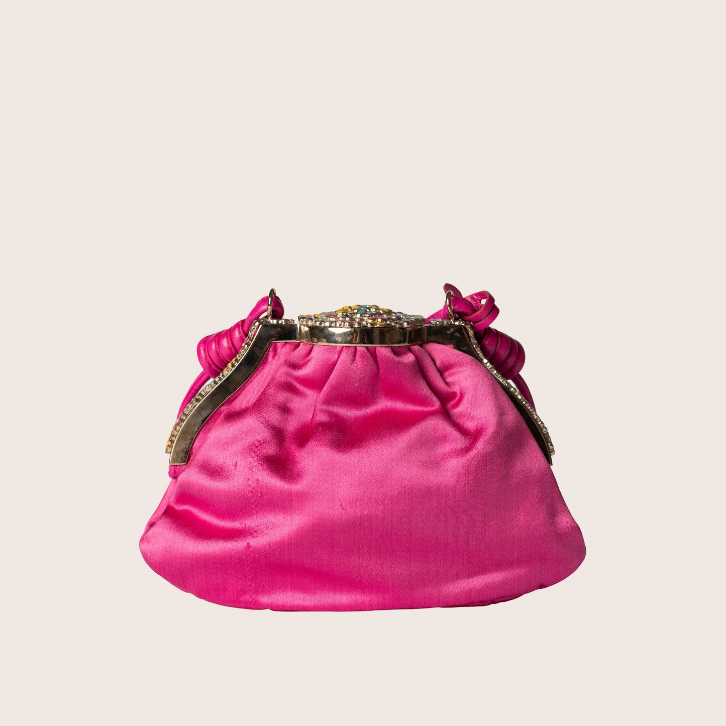 Valentino Garavani Pink Crystal-Embroidered Satin Mini Evening Bag