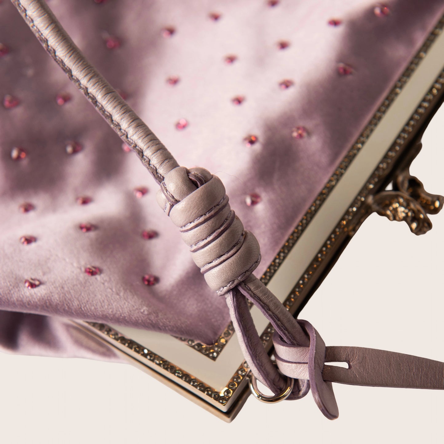 Valentino Embroidered Floral Satin Clutch with Crystal Kiss-Lock and Bird Detail