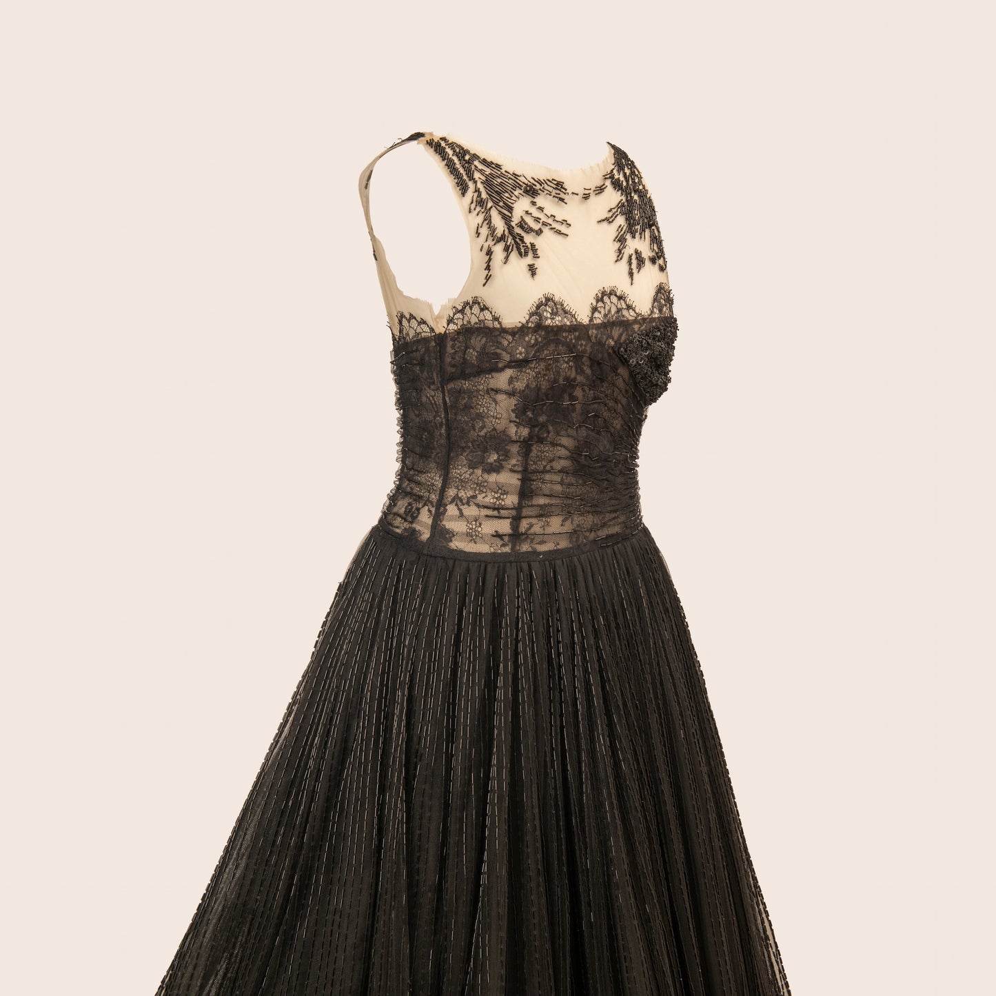 Valentino Black Evening Gown with Lace Detailing