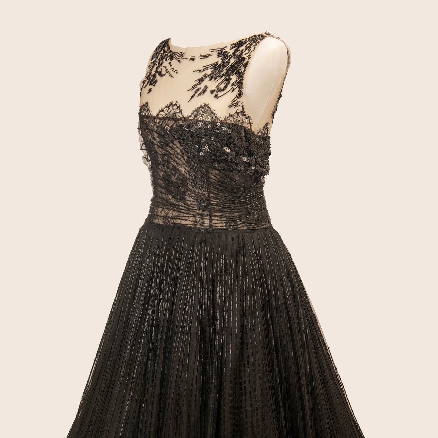 Valentino Black Evening Gown with Lace Detailing