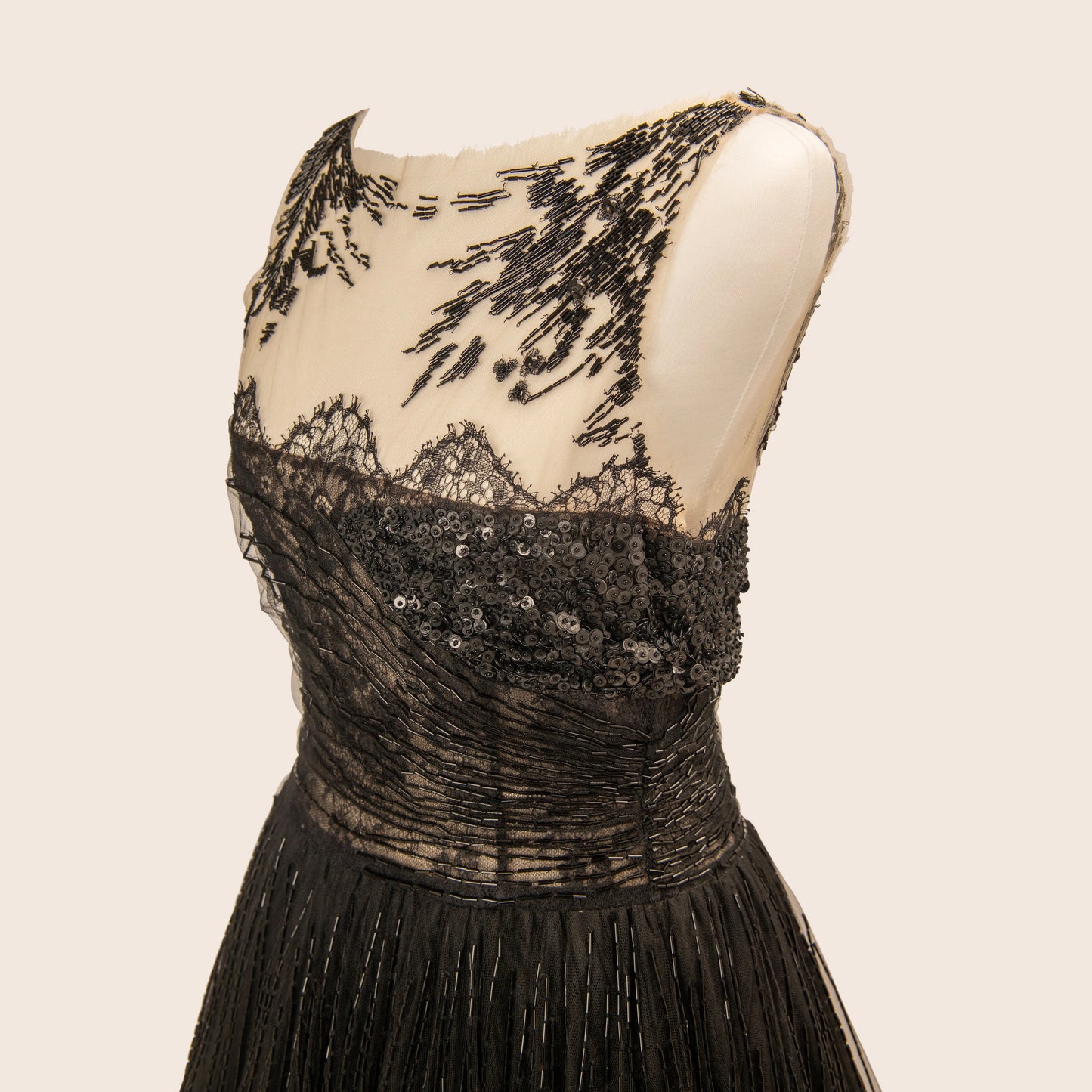 Valentino Black Evening Gown with Lace Detailing