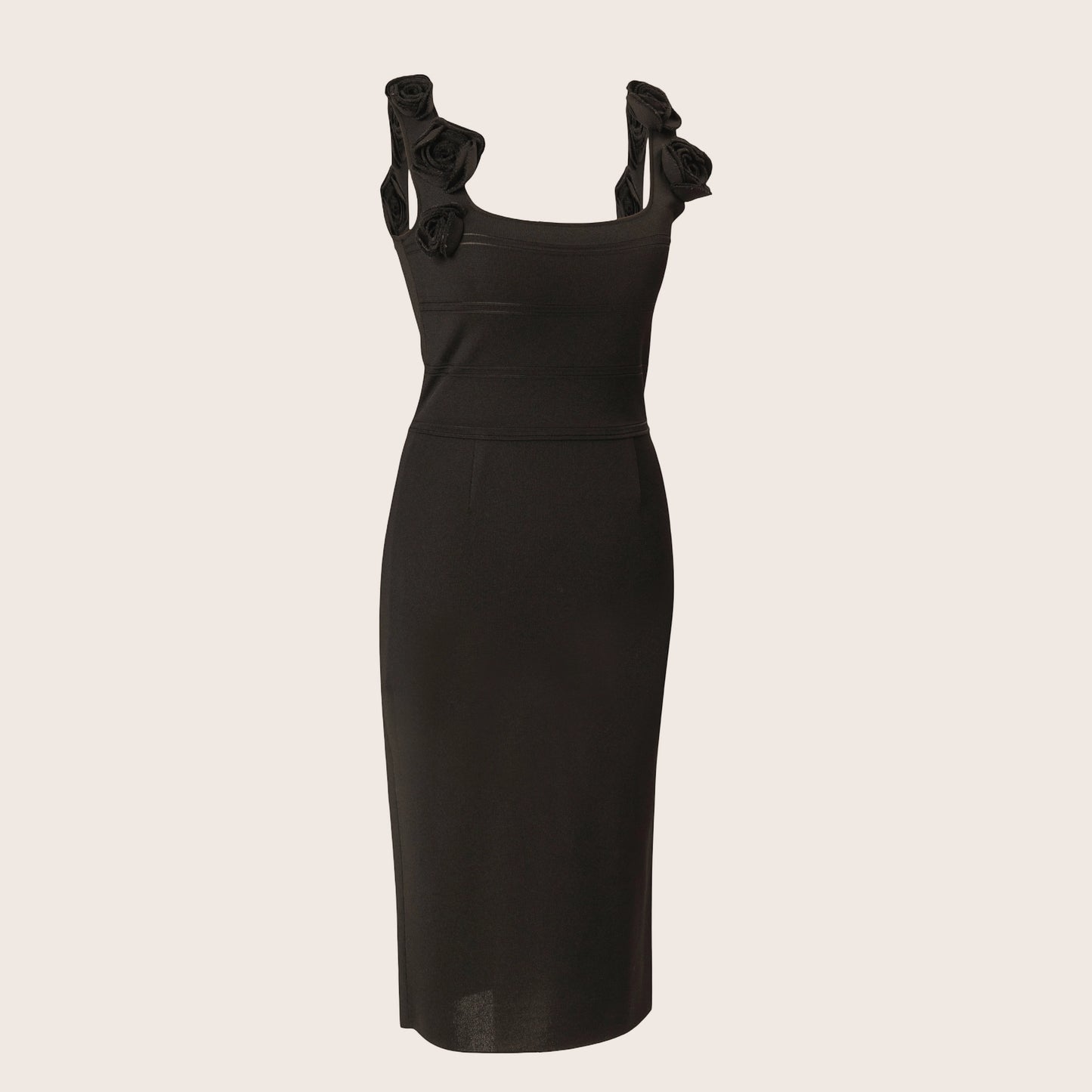Valentino Black Floral Embellished Midi Dress