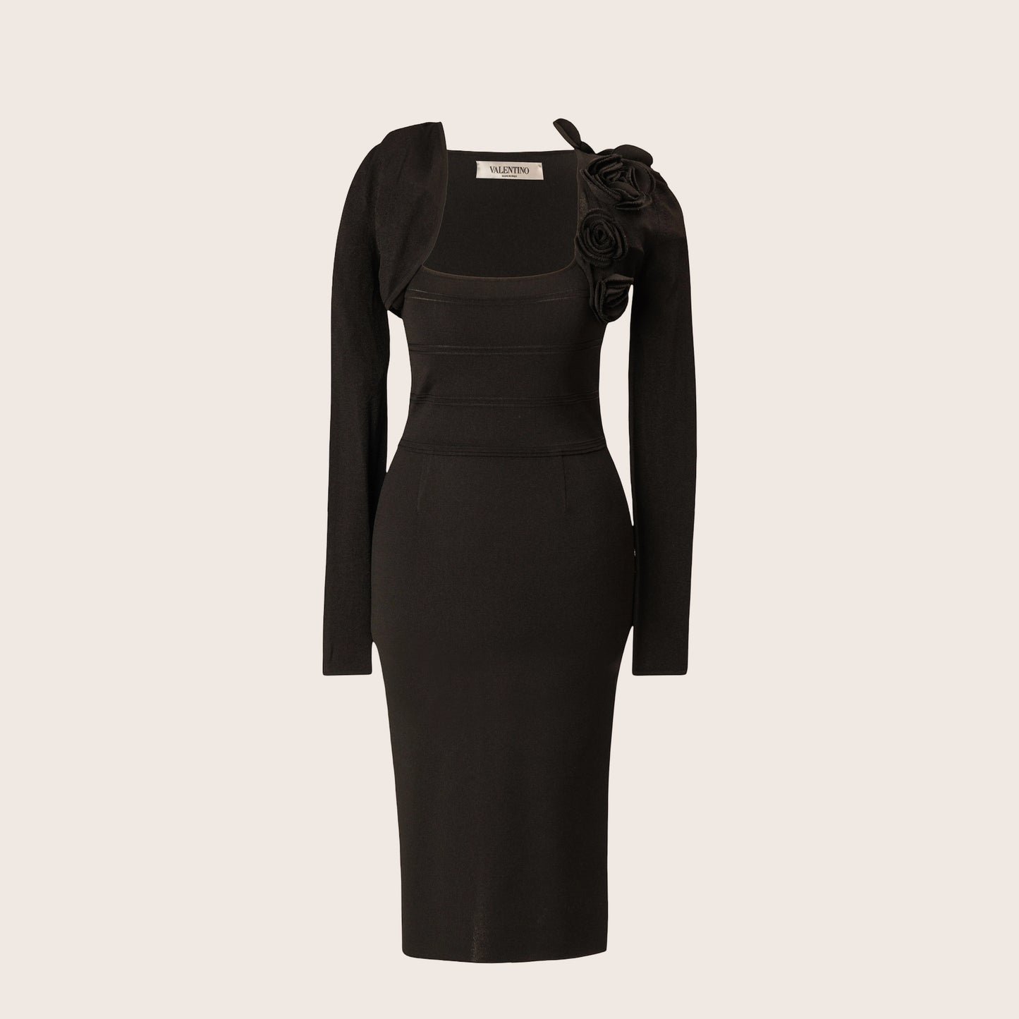 Valentino Black Floral Embellished Midi Dress