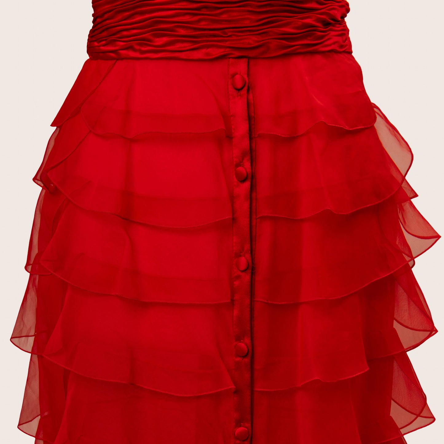 Valentino Red Chiffon Ruffle Dress