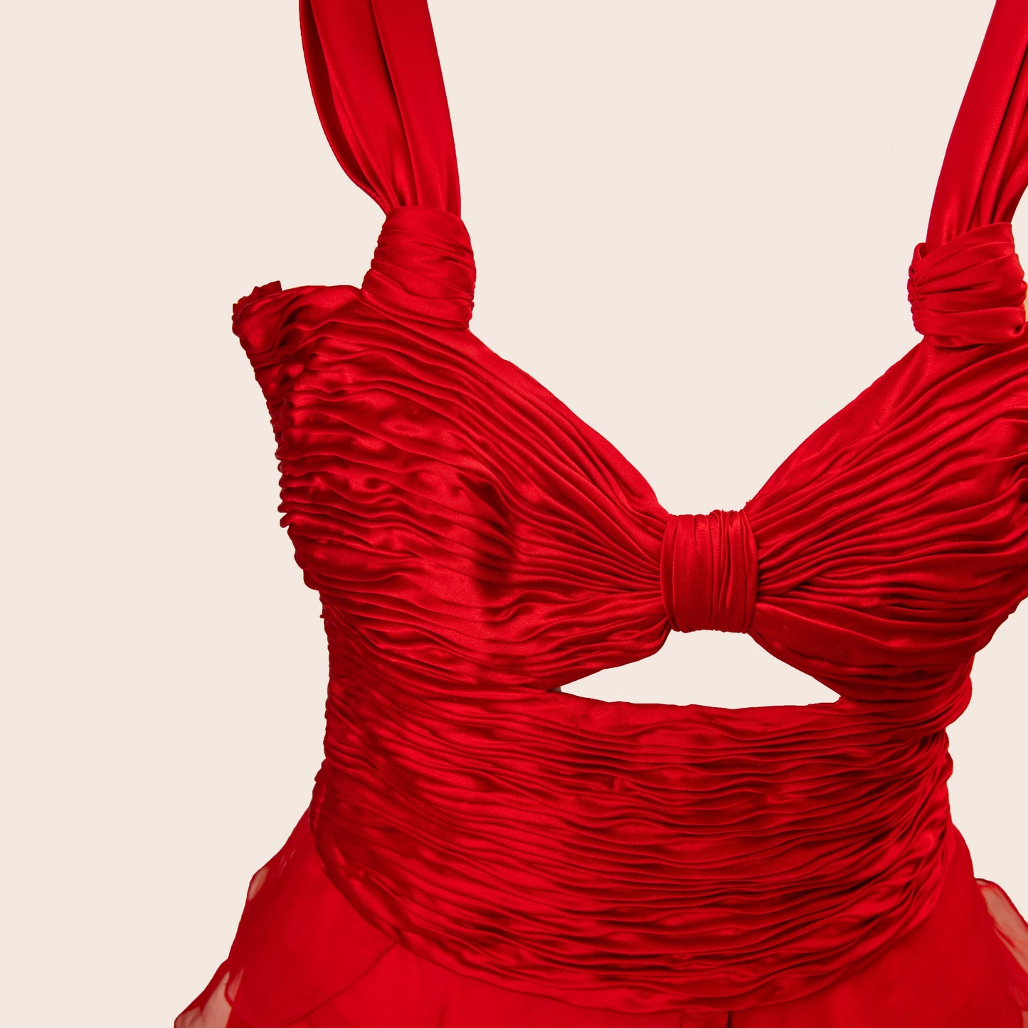 Valentino Red Chiffon Ruffle Dress