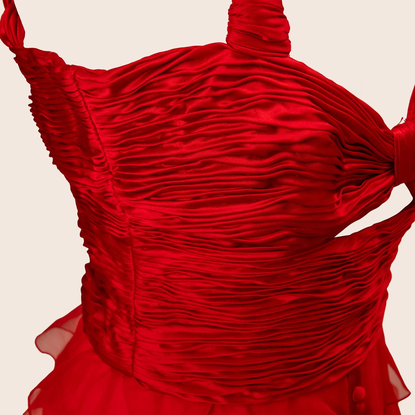 Valentino Red Chiffon Ruffle Dress
