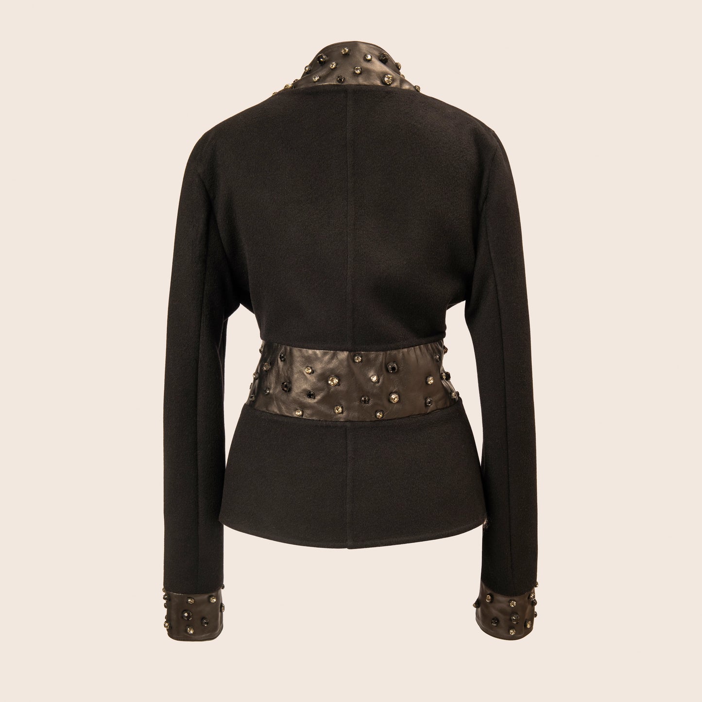 Valentino Black Studded Belted Coat