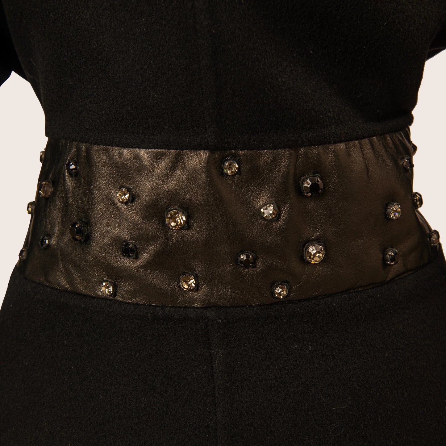 Valentino Black Studded Belted Coat
