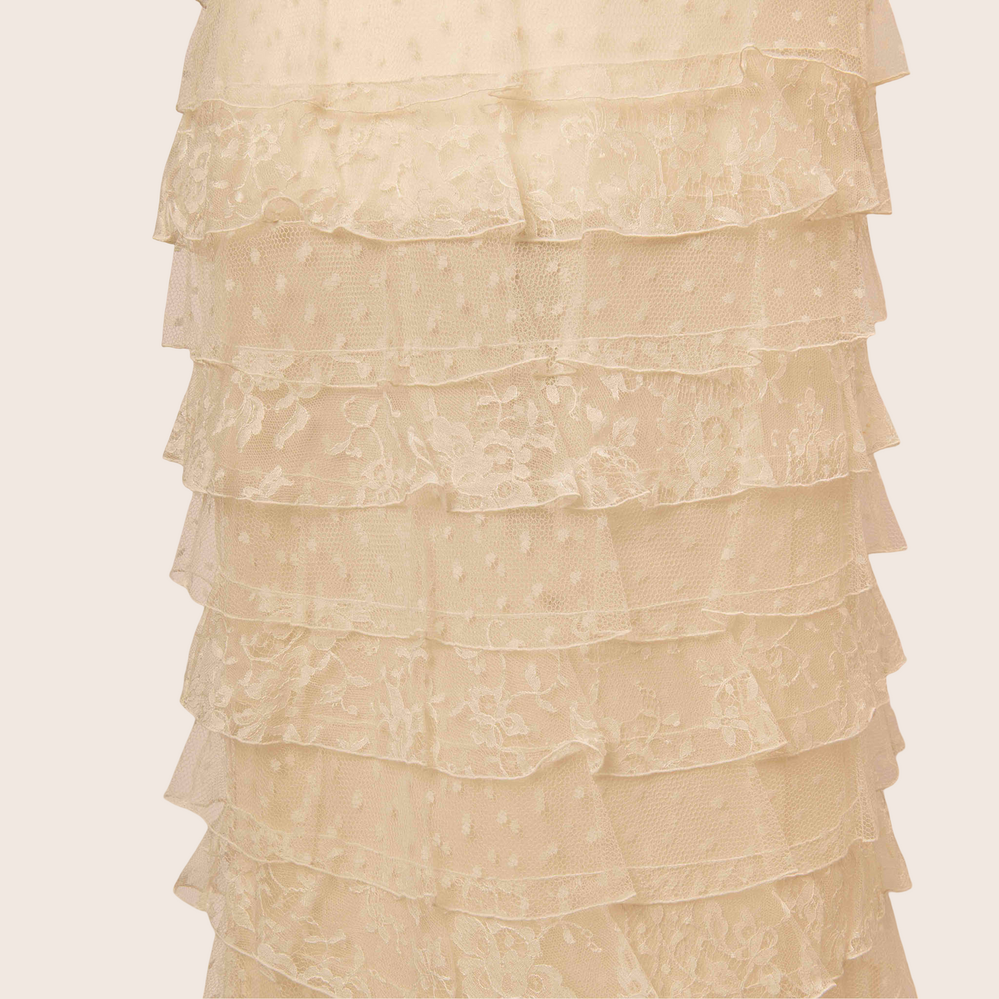 Valentino Ivory Lace Ruffled Gown