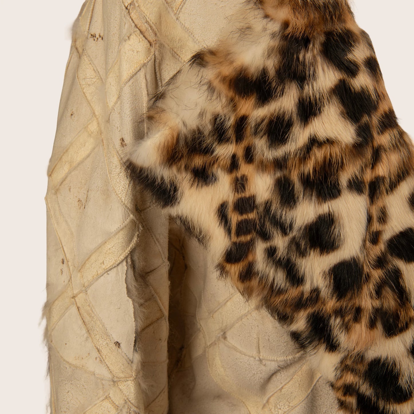 Versace Beige Embellished Fur Collar Coat