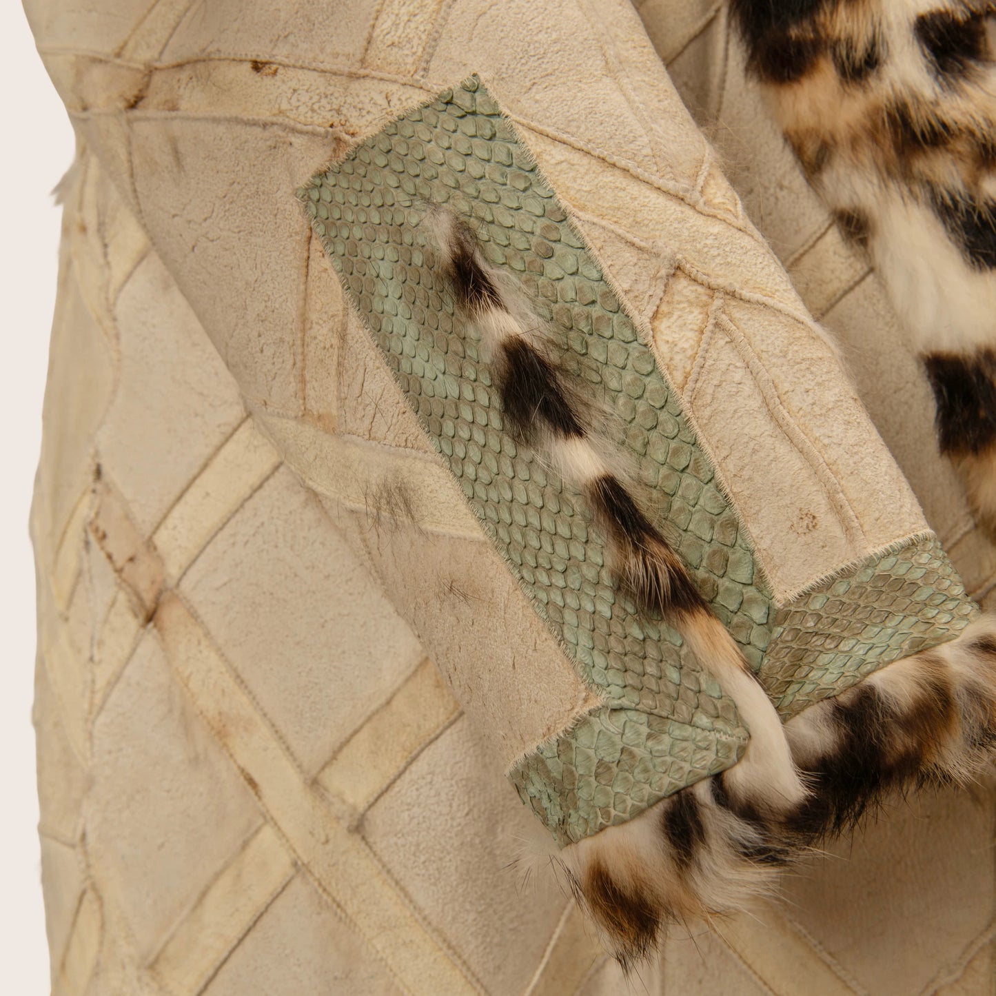 Versace Beige Embellished Fur Collar Coat