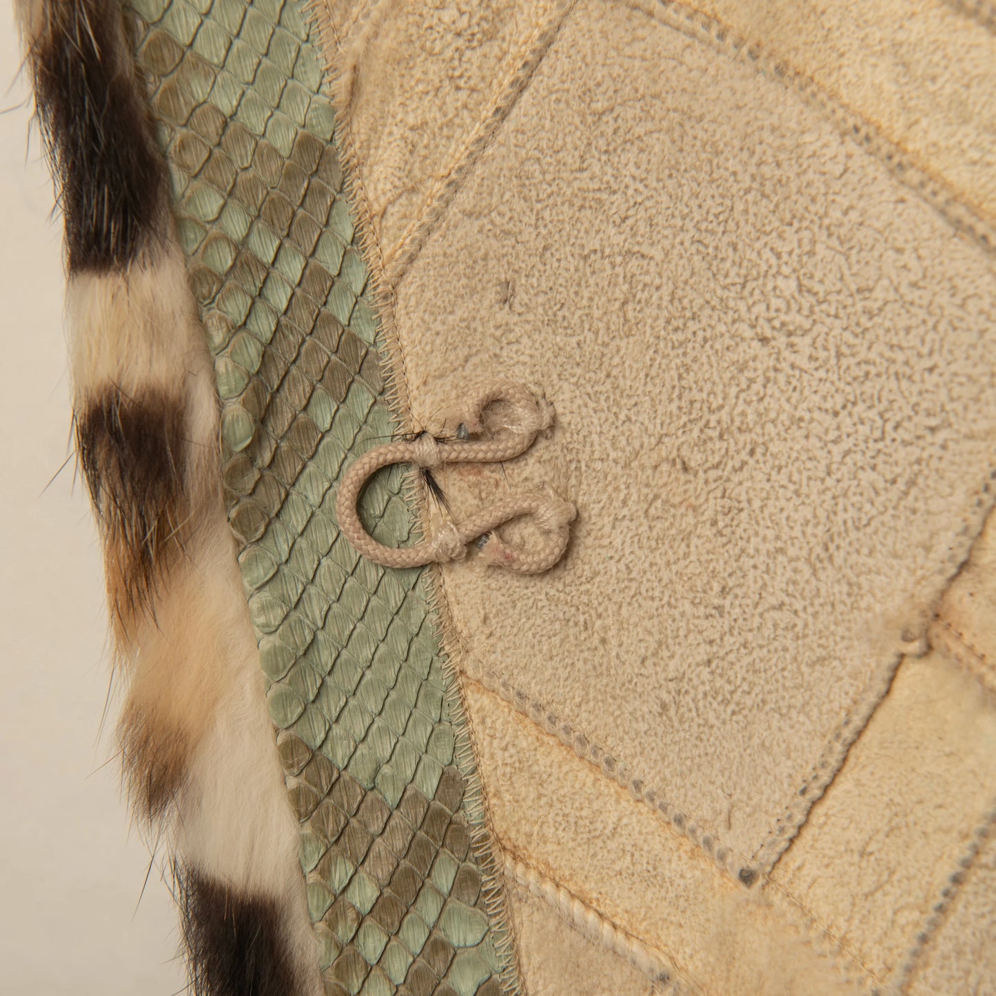 Versace Beige Embellished Fur Collar Coat