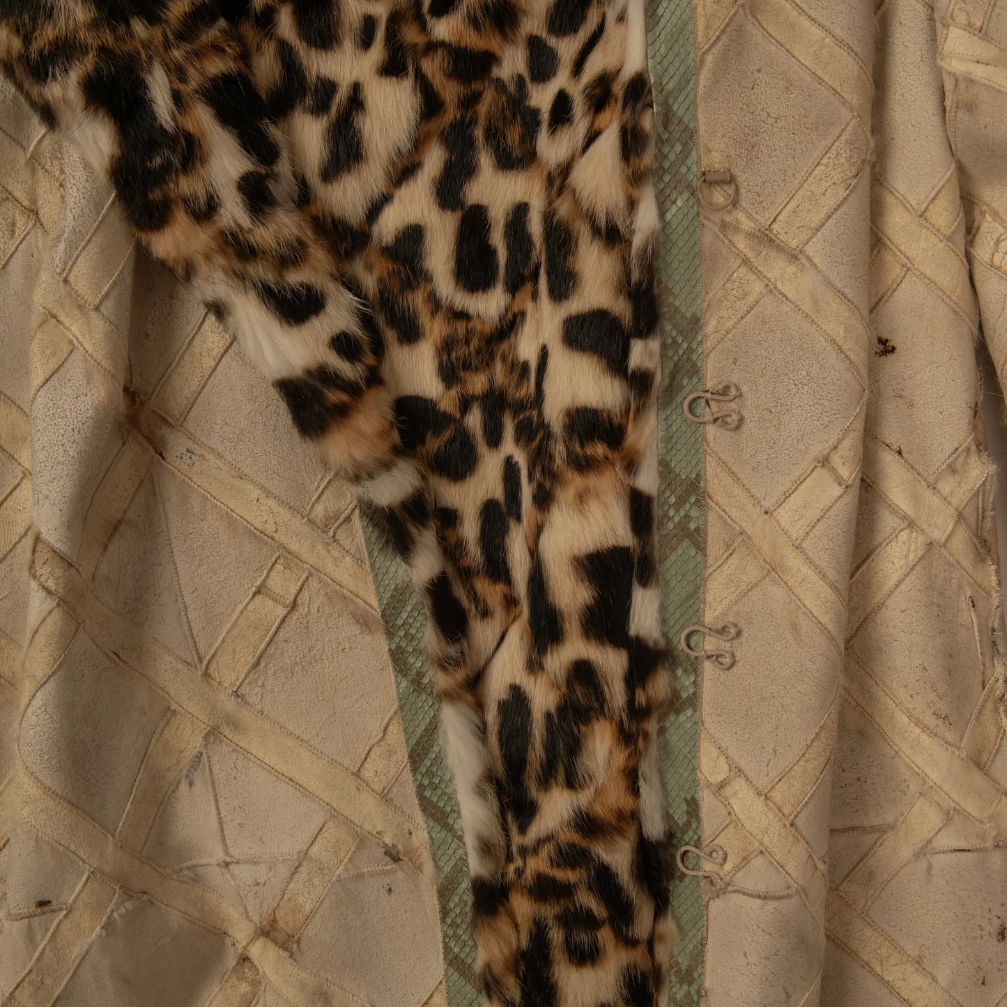Versace Beige Embellished Fur Collar Coat