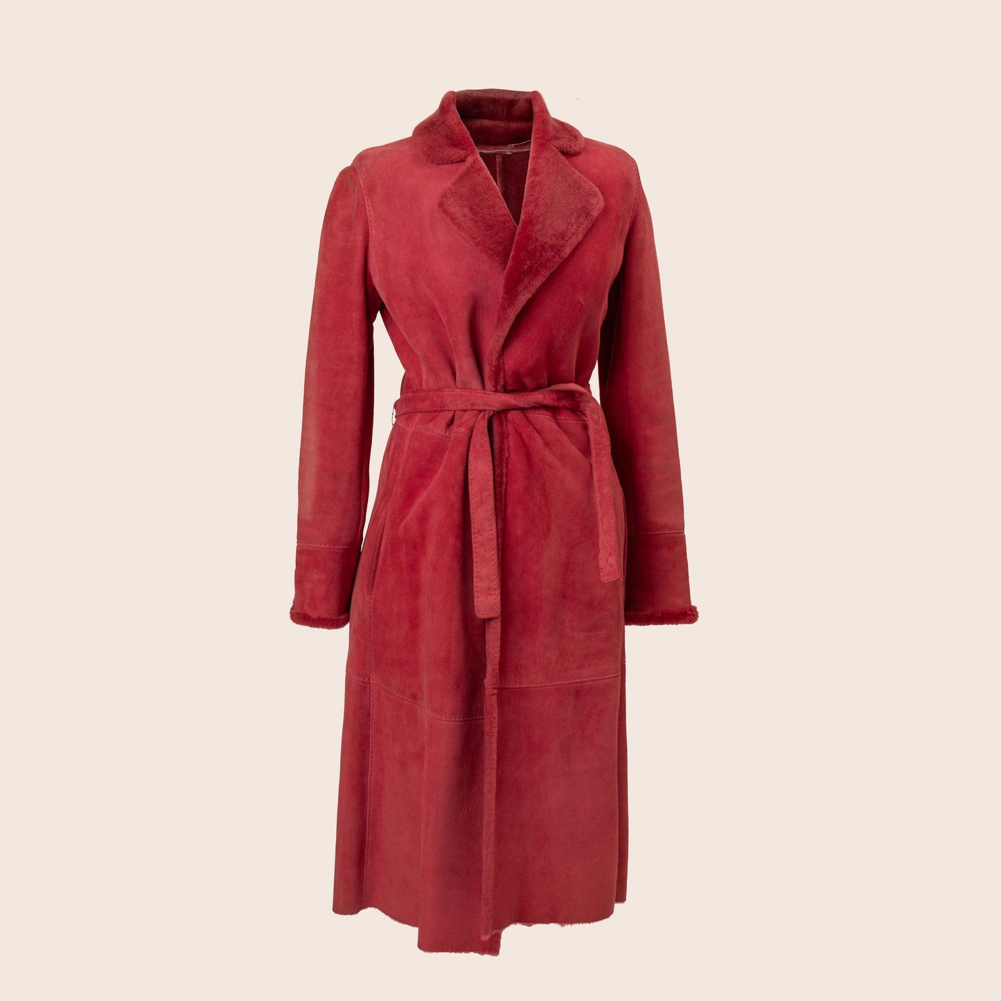 Versace Red Shearling Fur Coat