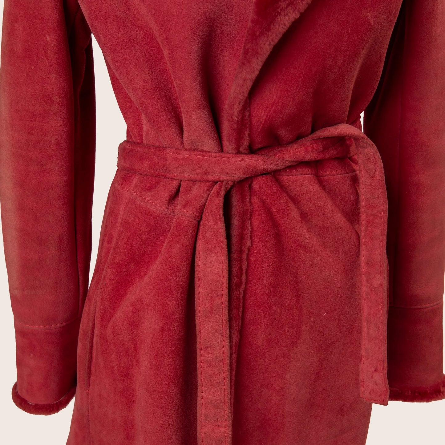 Versace Red Shearling Fur Coat