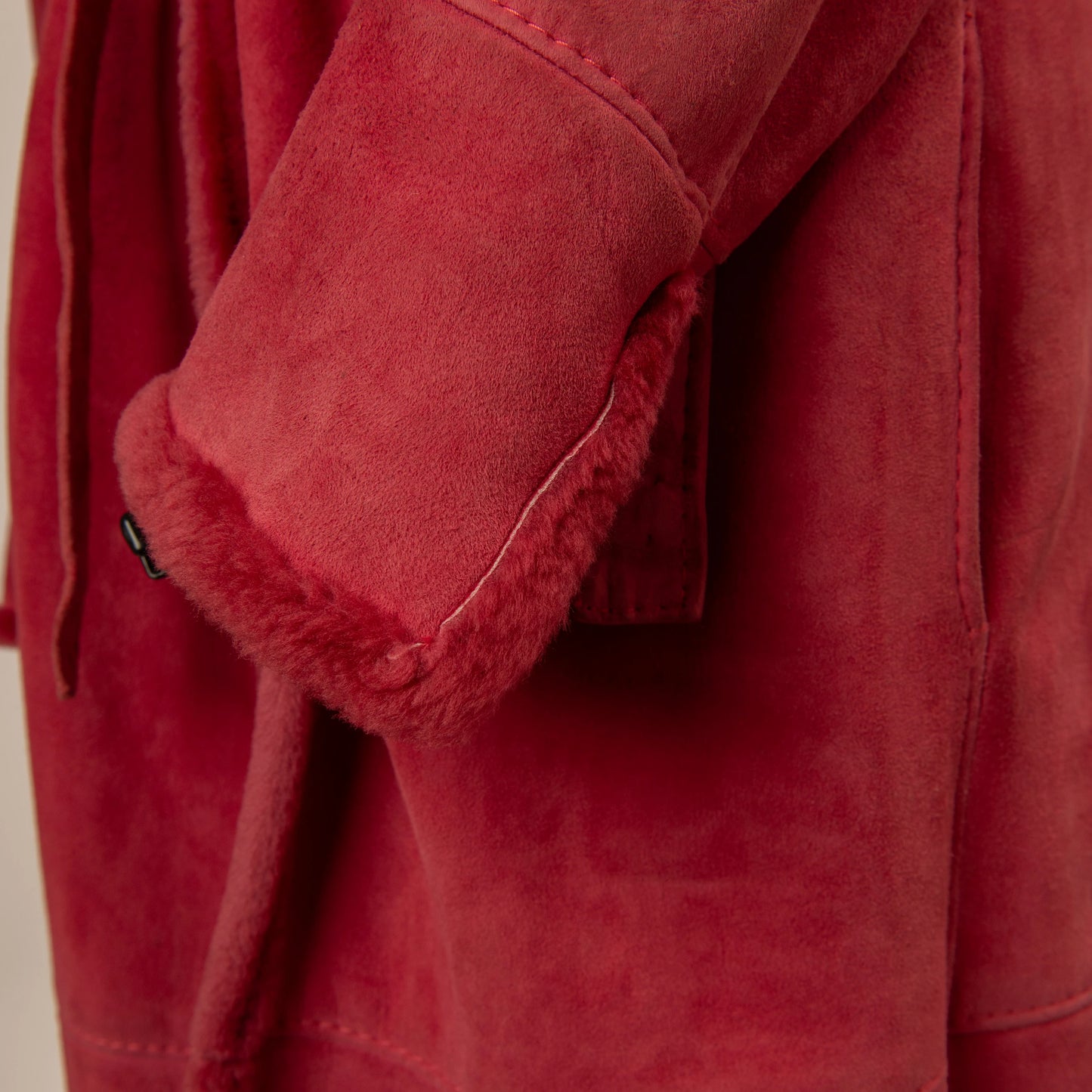 Versace Red Shearling Fur Coat