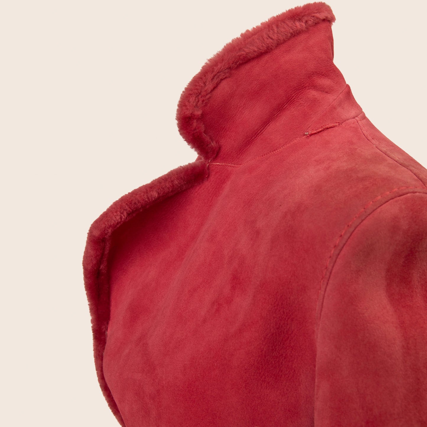 Versace Red Shearling Fur Coat
