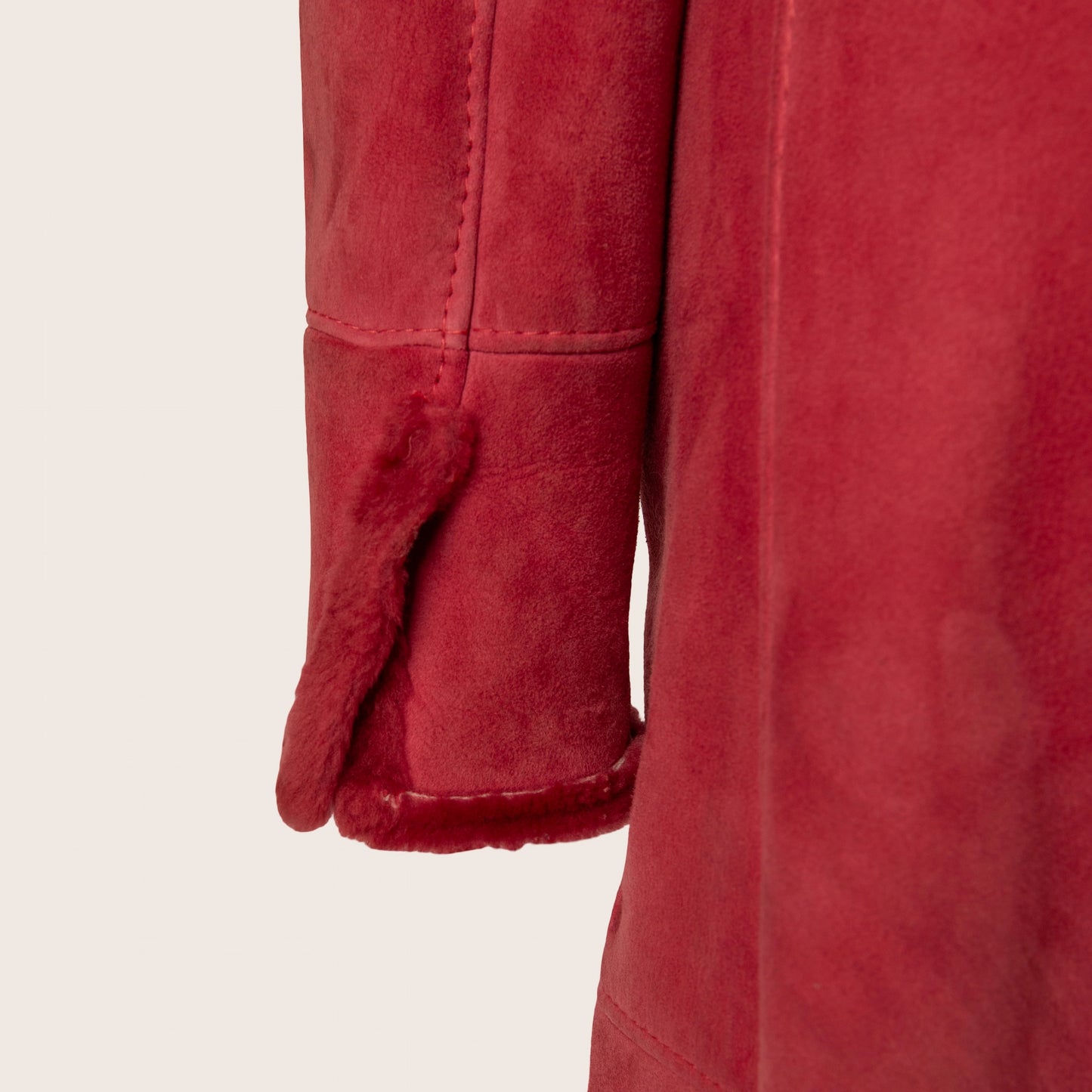 Versace Red Shearling Fur Coat