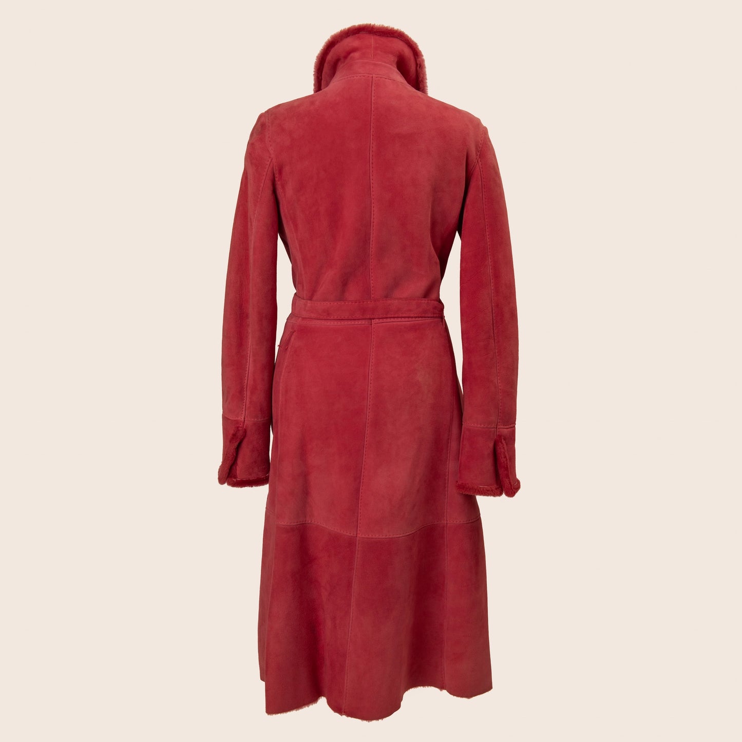 Versace Red Shearling Fur Coat