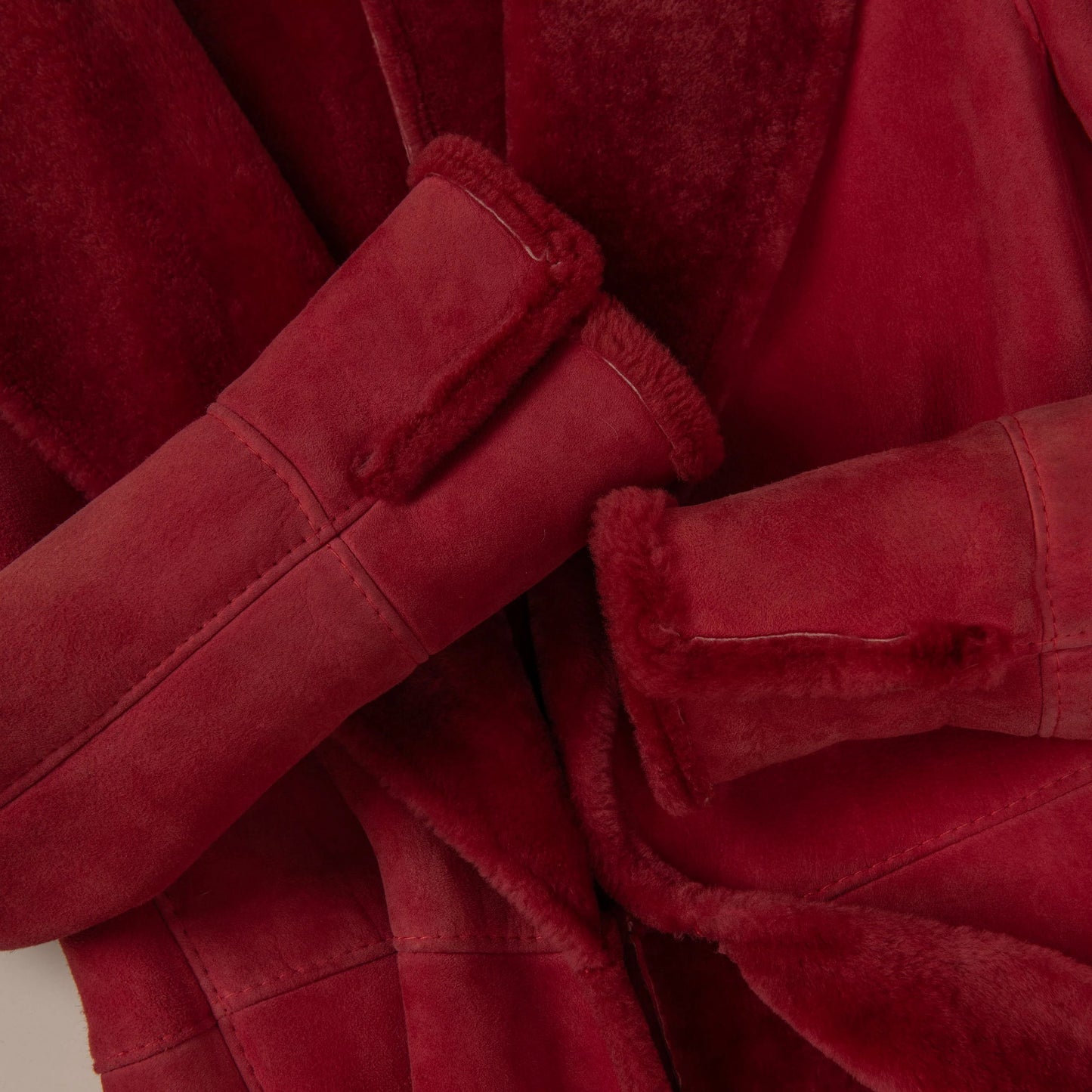 Versace Red Shearling Fur Coat