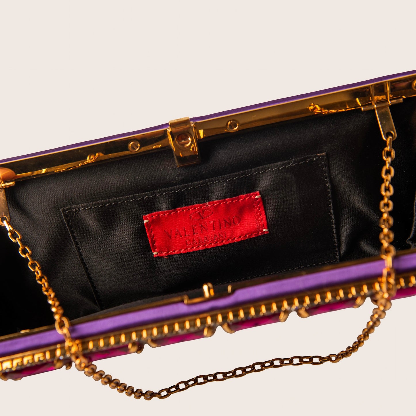 Valentino Purple Satin Clutch